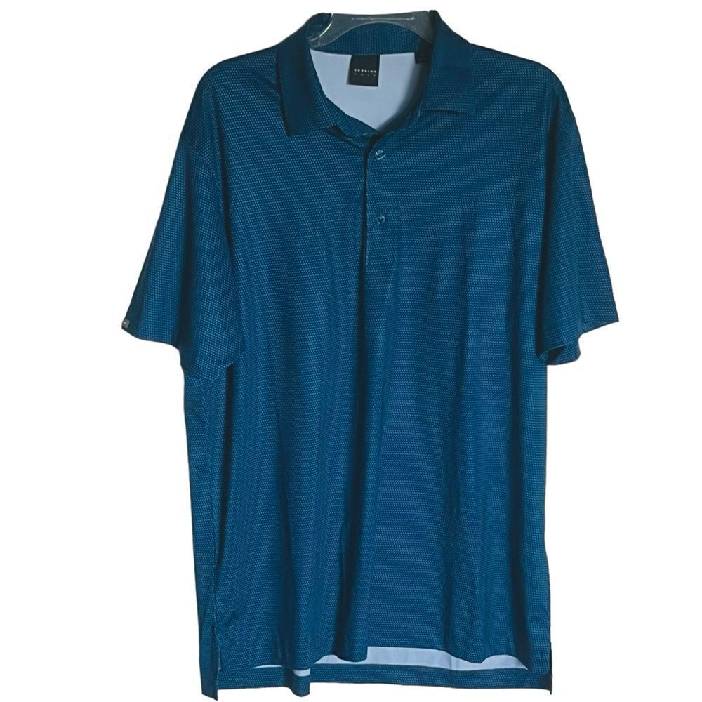 Dunning Golf Polo Blue Polka Dots Print Short Sleeve Men’s Shirt M NWOT